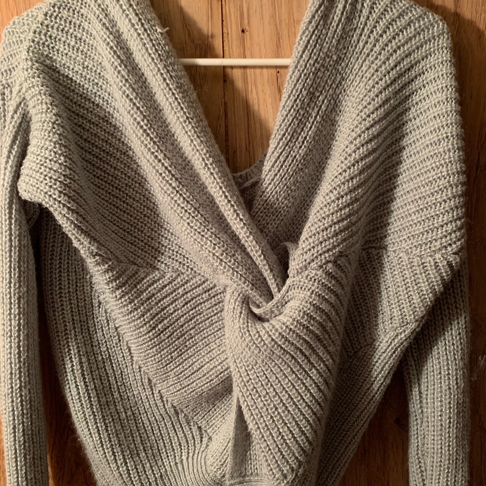 Cozy and soft grey twist sweater
